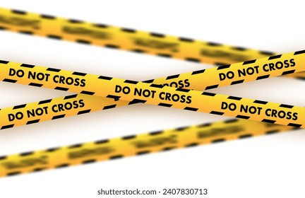 Caution tape vector illustration showing multiple DO NOT CROSS warning strips, ideal for safety, crime scene, and restricted area themes.