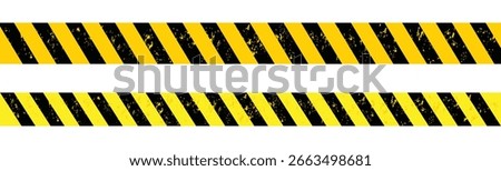 Caution Tape Vector Set – Yellow and Black Diagonal Stripes with Grunge Texture for Construction, Safety, Police Line, and Warning Sign Design