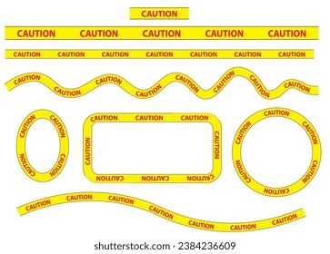 Caution tape vector sign. caution and keep out, do not enter and danger zone, stop. Street art vector illustration. warning tape sets must be careful for construction and crime.