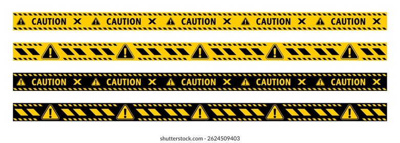 Caution tape warning strips in yellow and black designs