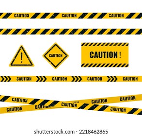 Cinta de precaución. Las líneas de advertencia amarillas son de precaución aisladas en blanco. Ilustración del vector