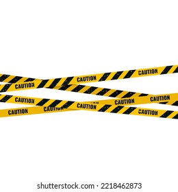 Caution tape. Caution yellow warning lines isolated on white. Vector illustration