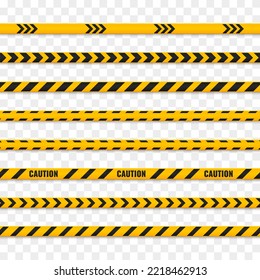 Caution tape. Caution yellow warning lines isolated on white. Vector illustration