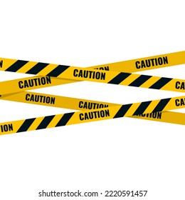 Caution tape. Caution yellow warning lines isolated on white. Vector illustration