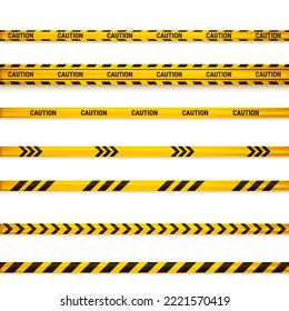 Caution tape. Caution yellow warning lines isolated on white. Vector illustration