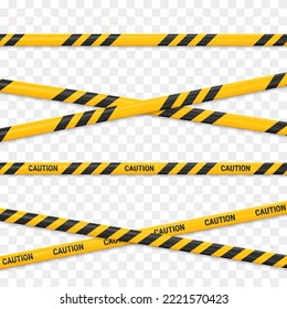 Caution tape. Caution yellow warning lines isolated on white. Vector illustration