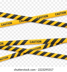 Caution tape. Caution yellow warning lines isolated on white. Vector illustration