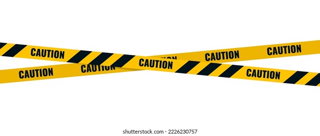 Caution tape. Caution yellow warning lines isolated on white. Vector illustration