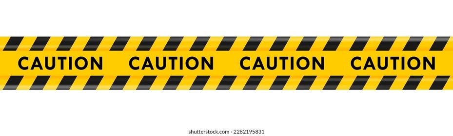 Caution tapes design. Black and yellow danger and police line striped. Vector illustration.