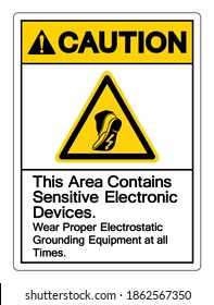 Precaución Esta Zona Contiene Dispositivos Electrónicos Sensibles Con Equipamiento Electroestático Adecuado En La Montura En Todo Momento Signo De Símbolo, Ilustración Vectorial, Aislado En Etiqueta De Fondo Blanco .EPS10
