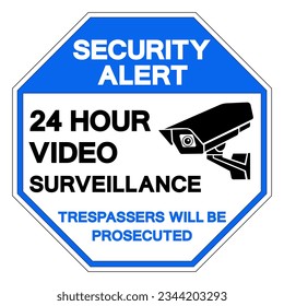 Caution This Area Is Under 24 Hour Video Surveillance Symbol Sign, Vector Illustration, Isolate On White Background Label. EPS10
