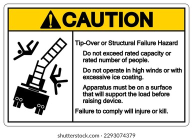 Caution Tip-Over Or Structural Failure Hazard Symbol Sign, Vector Illustration, Isolate On White Background Label .EPS10