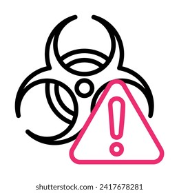 Caution,  toxic, alert, be careful, warning, toxin, chemical, radiation icon