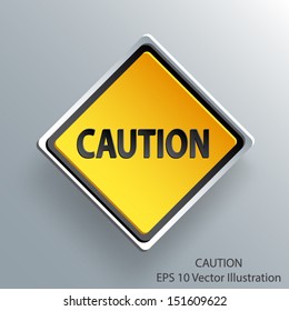caution traffic sign 3d paper design eps 10 vector illustration