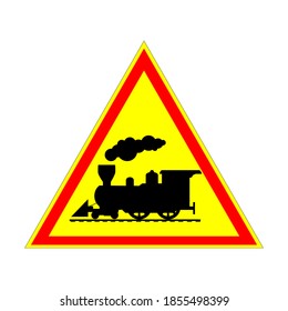 caution train sign, vector illustration