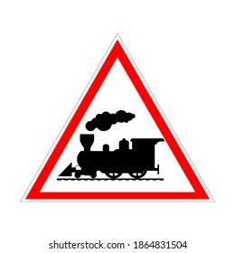 caution train sign, vector illustration