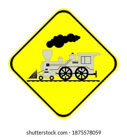caution train sign, vector illustration