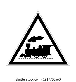 Caution train sign, vector illustration