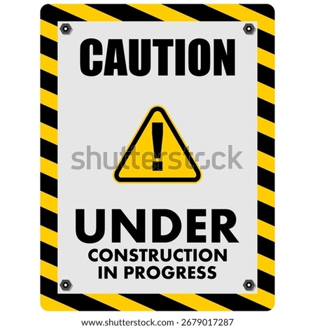 Caution, Under construction in progress, sign vector