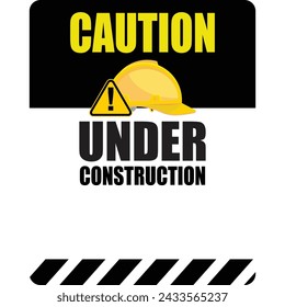 Caution, Under Construction sign and label