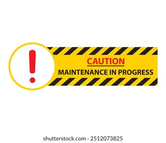 Caution under maintenance stripes vector. Caution, maintenance, construction, warning, safety, danger, barrier. Can use for infographic, banner, poster, web design. Isolated on white background. 