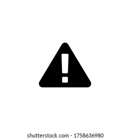 Caution vector icon in black flat glyph, filled style isolated on white background