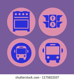 caution vector icons set. with traffic signs, gas stove and school bus in set