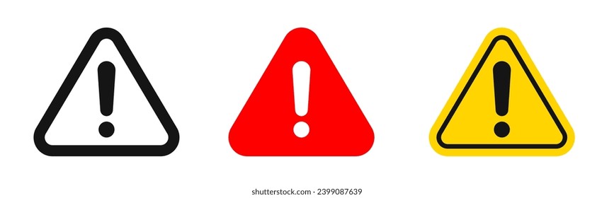 Caution vector icons. Warning icons. Caution alarm sign set. Danger signs. Warning attention icons