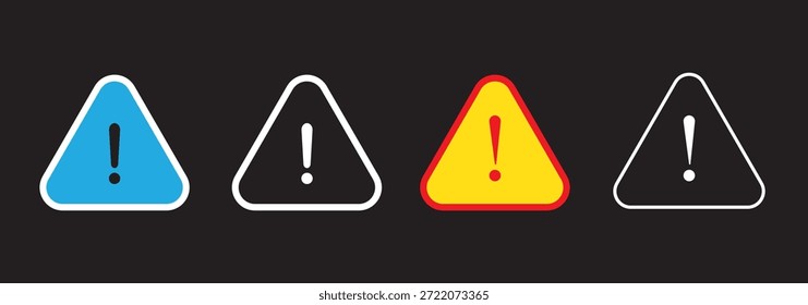 Precaución iconos vectoriales. Iconos de advertencia. Señal de alarma de precaución establecida. Señales de peligro. Iconos de atención de advertencia