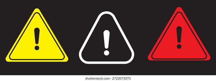 Precaución iconos vectoriales. Iconos de advertencia. Señal de alarma de precaución establecida. Señales de peligro. Iconos de atención de advertencia