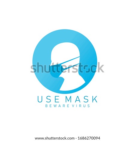 caution virus use mask symbol. vector illustration 