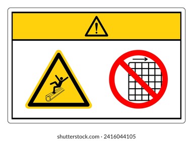 Caution Walking Or Standing On Conveyor Cover Do Not Remove Guard Symbol Sign, Vector Illustration, Isolate On White Background Label .EPS10