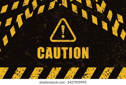 caution warning black background with Yellow stripes vector