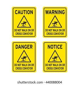 Caution warning danger notice tripping hazard watch your step sign vector set