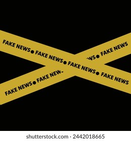 Caution and warning- Fake news word on yellow barricade tape, crime scene concept.
