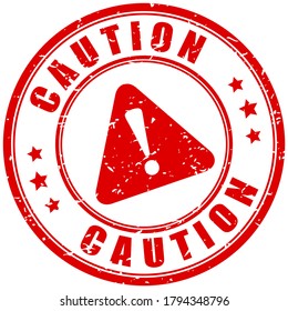 Caution warning grunge stamp isolated on white background, high voltage electric shock concept
