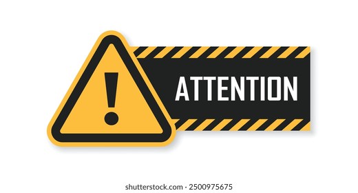 Caution, warning icon in flat style. Stop vector illustration on isolated background. Do not enter sign business concept.