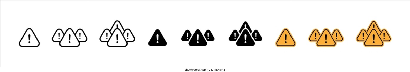 caution warning icon set. danger, alert, exclamation mark symbol sign attention collections. vector illustration