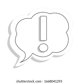 Caution warning message bubble or attention alert icon mark with exclamation sign flat cartoon, idea of danger information notification symbol, info error announce notice comment modern image