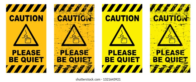 Caution or warning. Mute. please be quiet silent or silence with hand, finger over lips for no talking Sign for psssst shhh sleeping or not sound doodle Funny silhouette hush vector icon or symbol.