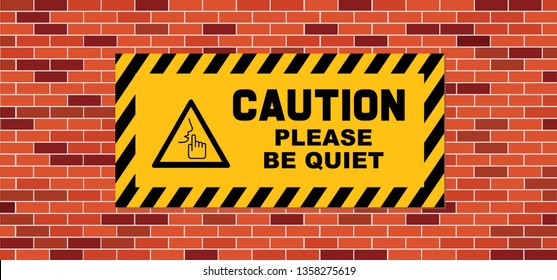 Caution Or Warning. Mute. Please Be Quiet Silent Or Silence With Hand, Finger Over Lips For No Talking Sign For Psssst Shhh Sleeping Or Not Sound Doodle Funny Silhouette Hush Vector Icon Or Symbol.