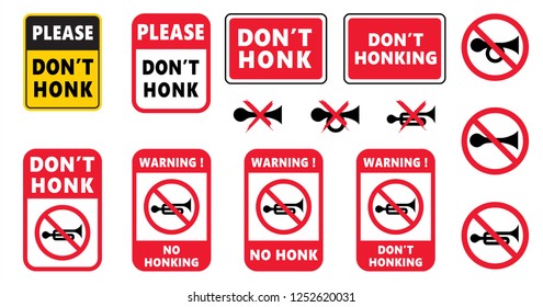 Caution warning No claxon zone or Do no honking Stop halt allowed area Don't honk or Dont horn signs Vector traffic sign Forbidden horns or klaxon Forbid trumpet Prohibition or prohibited no ban icons