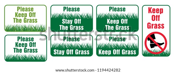 Caution, warning, please stay off the lawn Prohibited keep off the ...