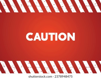 Caution warning red background with white stripes