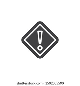 Caution warning road sign vector icon. filled flat sign for mobile concept and web design. Hazard warning attention sign glyph icon. Symbol, logo illustration. Vector graphics