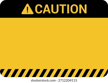 Sinal de aviso de cuidado modelo listrado diagonal, área em branco amarela para texto, plano de fundo listrado preto e amarelo