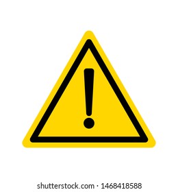 Caution warning sign with exclamation mark. Alert, danger, hazard, attention and error symbol. Yellow road sign. Triangle shape. Vector illustration, simple icon