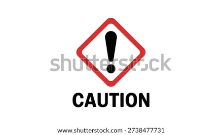 caution warning sign with exclamation mark inside red diamond isolated on white background, hazard safety symbol design