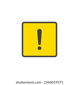 Icono de signo de advertencia de precaución. Razo vector modificable. Marca de advertencia amarilla sobre fondo blanco