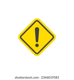 Caution Warning Sign icon. Editable vector stroke. Yellow Warning mark on white background